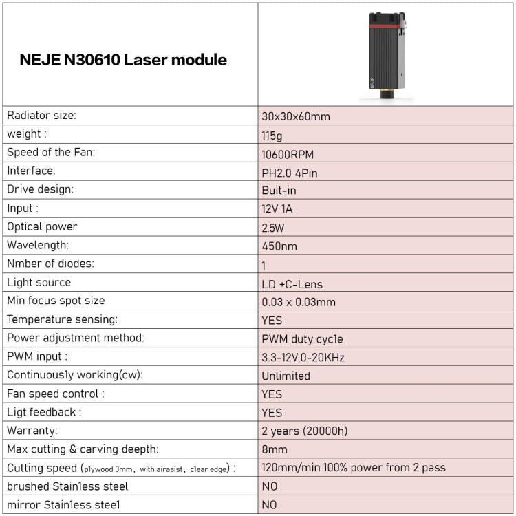 NEJE MASTER 3 Laser Engraver with N30610 Laser Module, MASTER 3 with N30610 (EU Plug), MASTER 3 with N30610 (US Plug)