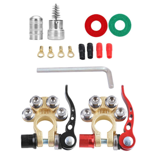 1 Pair Car Battery Terminals Quick Disconnect Cables Connectors, with L Wrench + Terminal + Insulation Pad + Brush, with L Wrench + Terminal + Insulation Pad + Brush
