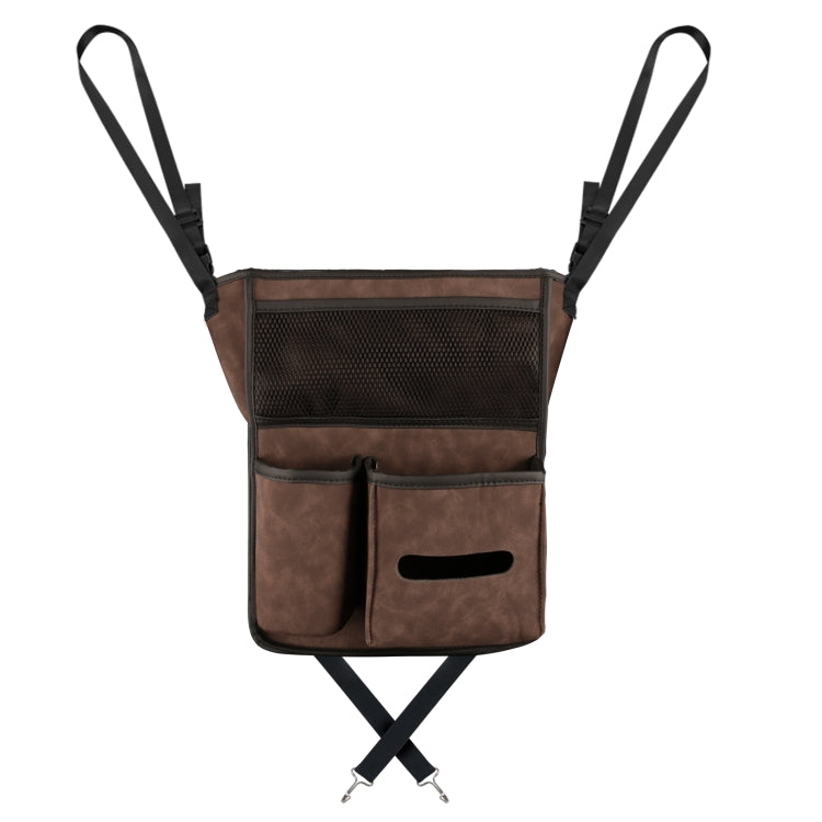 2 PCS Car Center Console Hanging Bag Sheepskin Leather Storage Bag