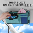 2 PCS Car Sun Viso Sheepskin Leather Storage Bag