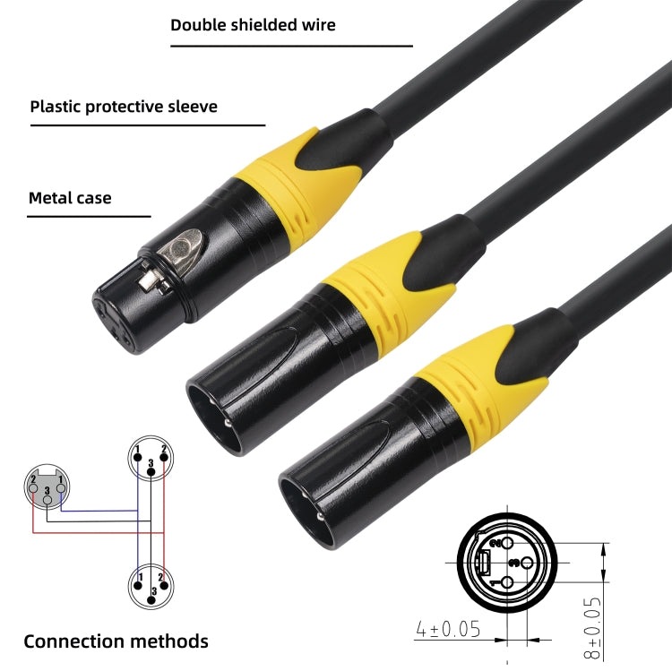 XK303MMF-10  3pin XLR Female to Dual XLR  Male Audio Cable, Length: 1m, XLR F to 2 x XLR M