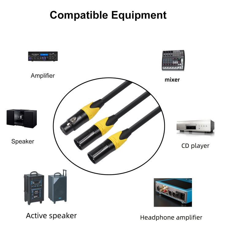 XK303MMF-10  3pin XLR Female to Dual XLR  Male Audio Cable, Length: 1m, XLR F to 2 x XLR M