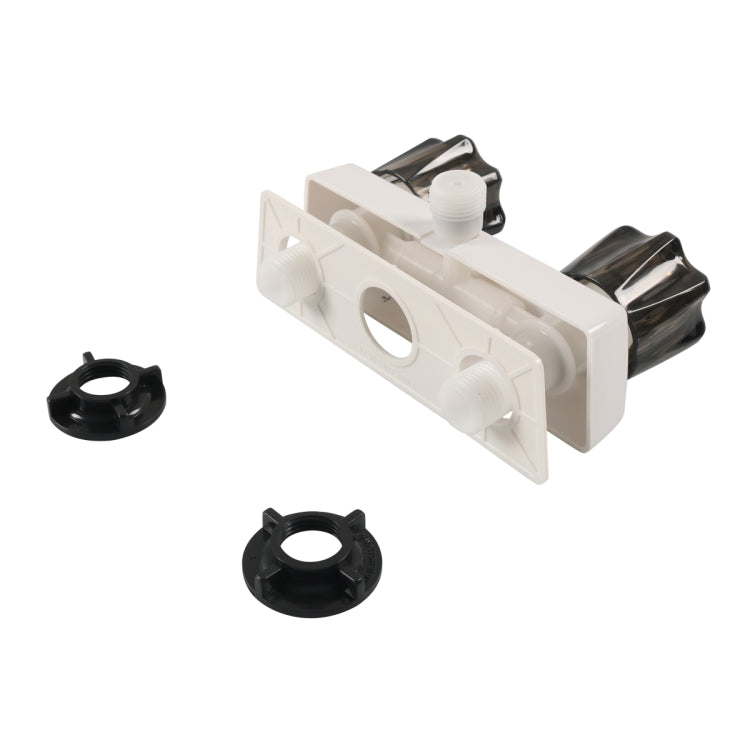 Dual Knob RV Shower Faucet Valve Diverter, Brown, Black