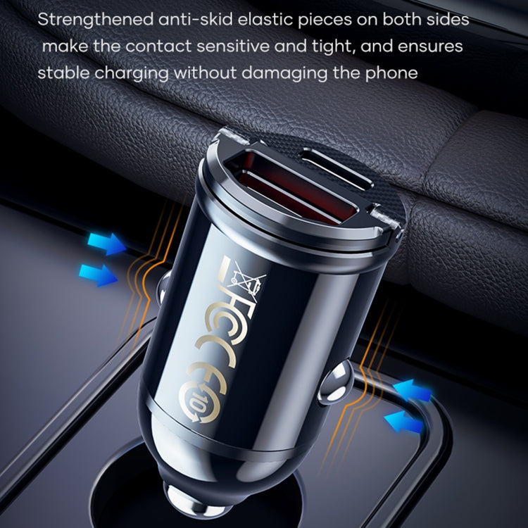 ROCK C13-F H18 Mini Portable Dual Port USB + USB-C / Type-C Car Fast Charger, C13-F H18 Mini