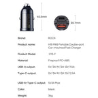 ROCK C13-F H18 Mini Portable Dual Port USB + USB-C / Type-C Car Fast Charger, C13-F H18 Mini