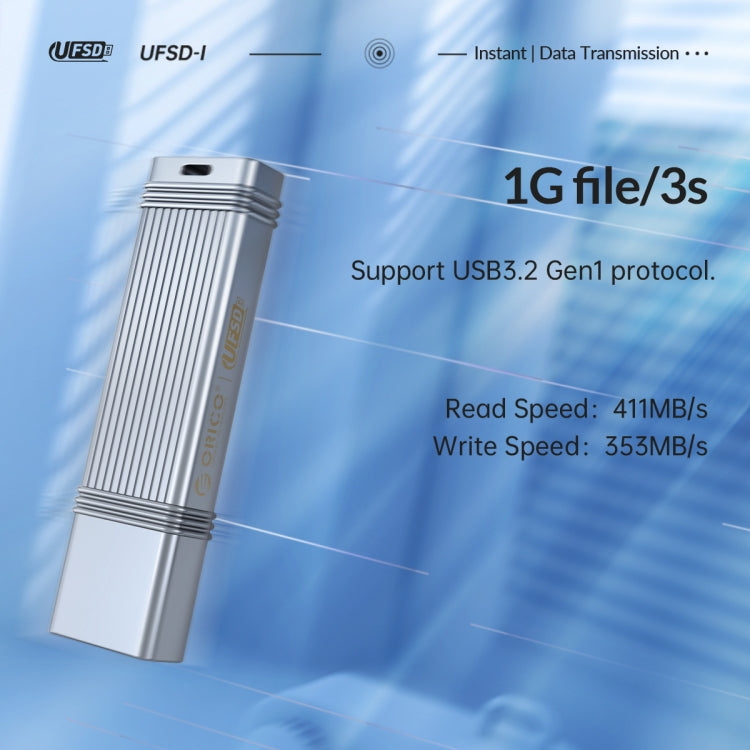 ORICO UFS Flash Drive, Read: 411MB/s, Write: 353MB/s, 64GB USB-A, 64GB Type-C, 128GB USB-A, 128GB Type-C, 256GB USB-A, 256GB Type-C, 512GB USB-A, 512GB Type-C
