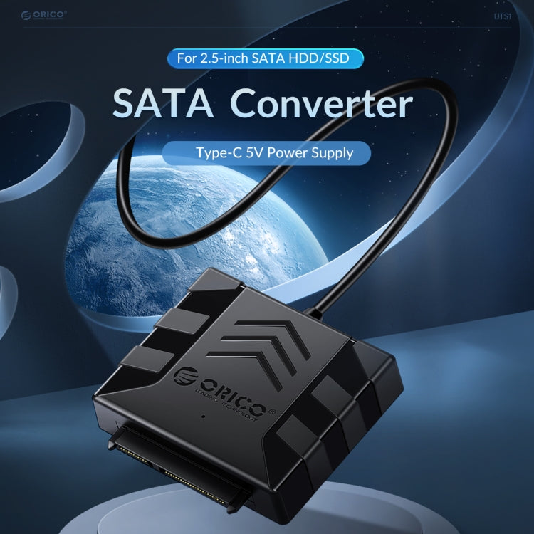 ORICO UTS1 Type-C / USB-C USB 3.0 2.5-inch SATA HDD Adapter with 12V 2A Power Adapter, 0.3m, 0.5m, 1m