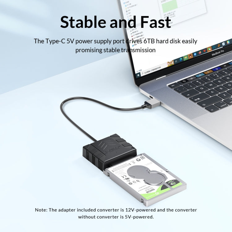 ORICO UTS1 Type-C / USB-C USB 3.0 2.5-inch SATA HDD Adapter with 12V 2A Power Adapter, 0.3m, 0.5m, 1m