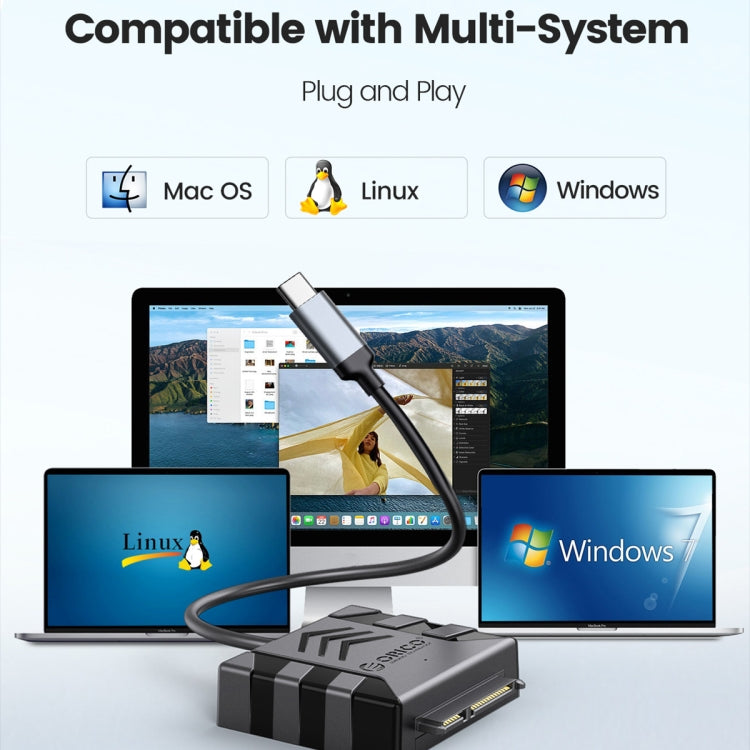 ORICO UTS1 Type-C / USB-C USB 3.0 2.5-inch SATA HDD Adapter with 12V 2A Power Adapter, 0.3m, 0.5m, 1m