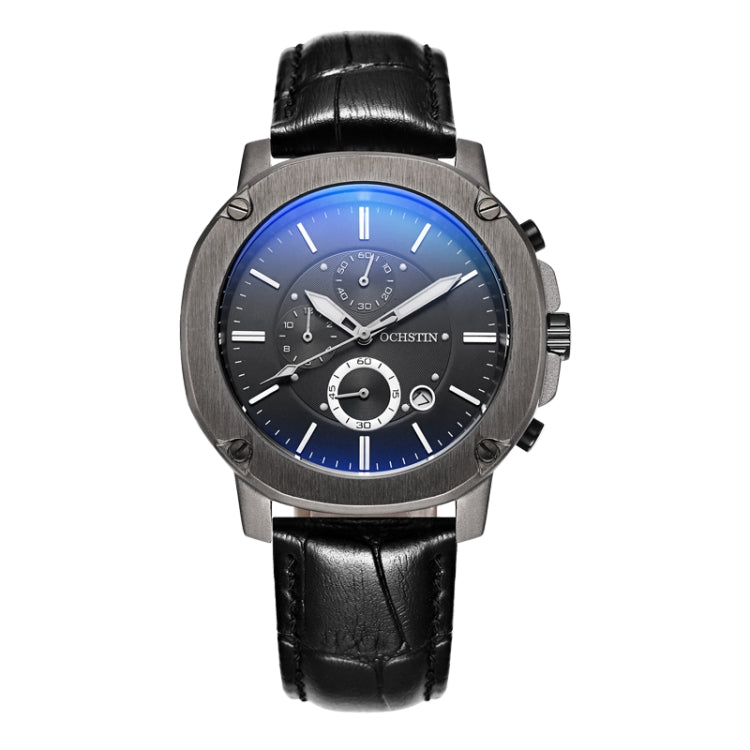 Ochstin 5039C Multifunctional Business Men Watch Luminous Waterproof Leather Quartz Watch