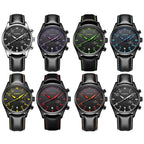 Ochstin 5043C Multifunctional Business Waterproof Leather Strap Quartz Watch