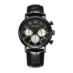Ochstin 5081A Multifunctional Luminous Waterproof Leather Strap Quartz Watch