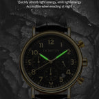 Ochstin 5081A Multifunctional Luminous Waterproof Leather Strap Quartz Watch