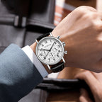 Ochstin 5081A Multifunctional Luminous Waterproof Leather Strap Quartz Watch
