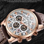 Ochstin 5052B Multifunctional Business Waterproof Leather Strap Quartz Watch
