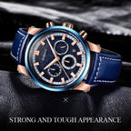 Ochstin 5111B Multifunctional Business Waterproof Luminous Leather Strap Quartz Watch
