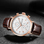 Ochstin 5076D Multifunctional Business Leather Waterproof Luminous Quartz Watch