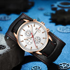 Ochstin 7266 Multifunctional Leather Wrist Wrist Waterproof Luminous Quartz Watch