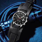 Ochstin 7266 Multifunctional Leather Wrist Wrist Waterproof Luminous Quartz Watch