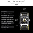 Ochstin 7237 Business Leather Wrist Wrist Waterproof Luminous Skeleton Mechanical Watch