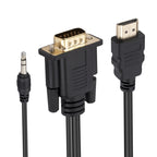 HDMI to VGA Adapter Cable with Audio, Length 1.8m, HDMI to VGA