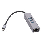 SL-030 USB-C / Type-C to Gigabit Ethernet RJ45 & 3 x USB 3.0 Adapter Converter HUB, USB-C / Type-C to RJ45 & 3 x USB