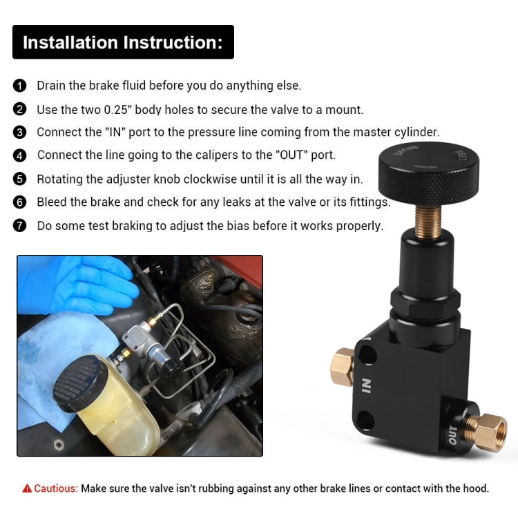 Car Brake Bias Proportioning Valve Pressure Regulator with 1/8-27 NPT Connectors, 1/8-27 NPT Connectors
