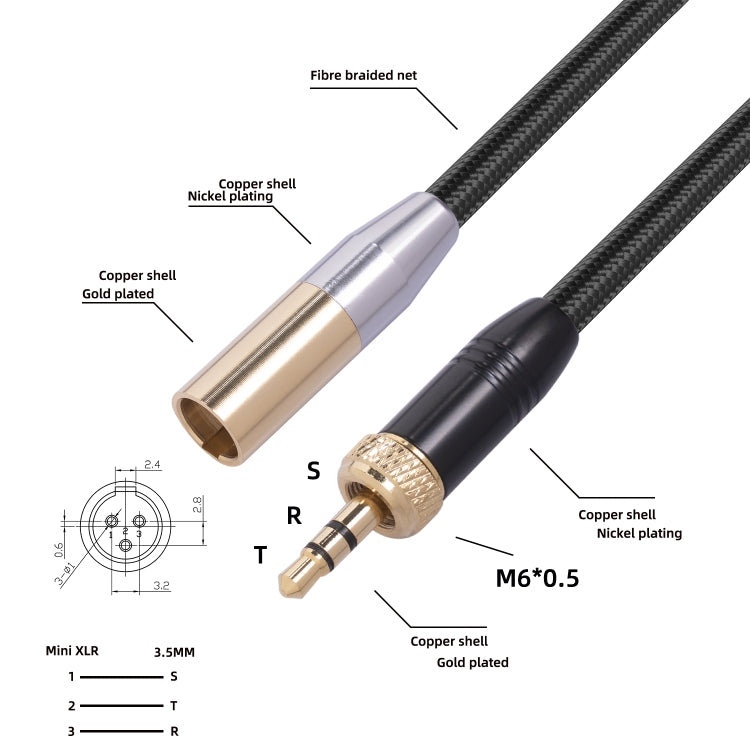 SB419M120-03 3.5mm Male to Mini XLR 3pin Male Audio Cable, Length: 30cm, 3.5mm M to Mini XLR M