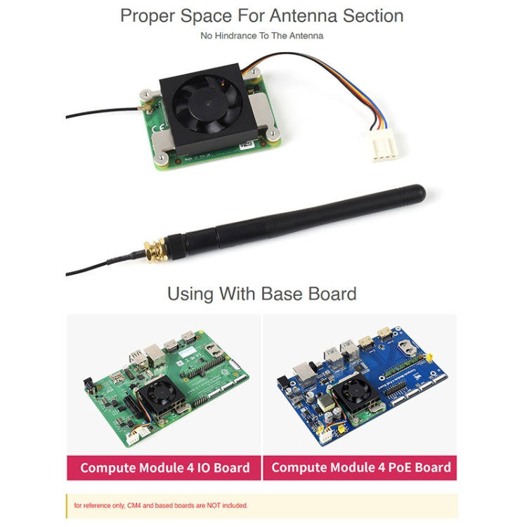 Waveshare Dedicated 3007 Cooling Fan for Raspberry Pi Compute Module 4 CM4, 5V, 12V