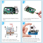 Waveshare Desktop Computer Fan LED Light Mini Tower Set, For Raspberry Pi 4B