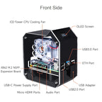 Waveshare Mini Tower NAS Kit for Raspberry Pi 4B Support Up to 2TB M.2 SATA SSD
