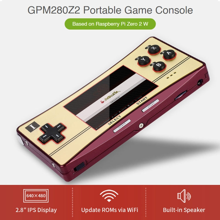 Waveshare GPM280 WiFi Portable Game Console Base on Raspberry Pi Zero, 2W with 32GB TF Card, US Plug, EU Plug