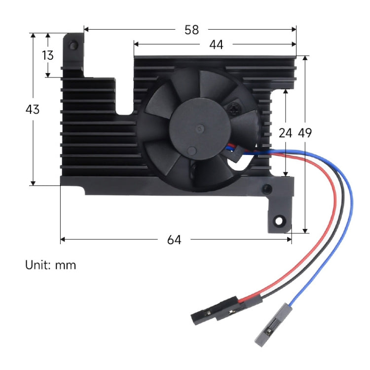 Waveshare Dedicated All-In-One Aluminum Alloy Cooling Fan, For Raspberry Pi 4B