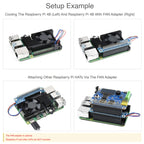 Waveshare Dedicated All-In-One Aluminum Alloy Cooling Fan, For Raspberry Pi 4B