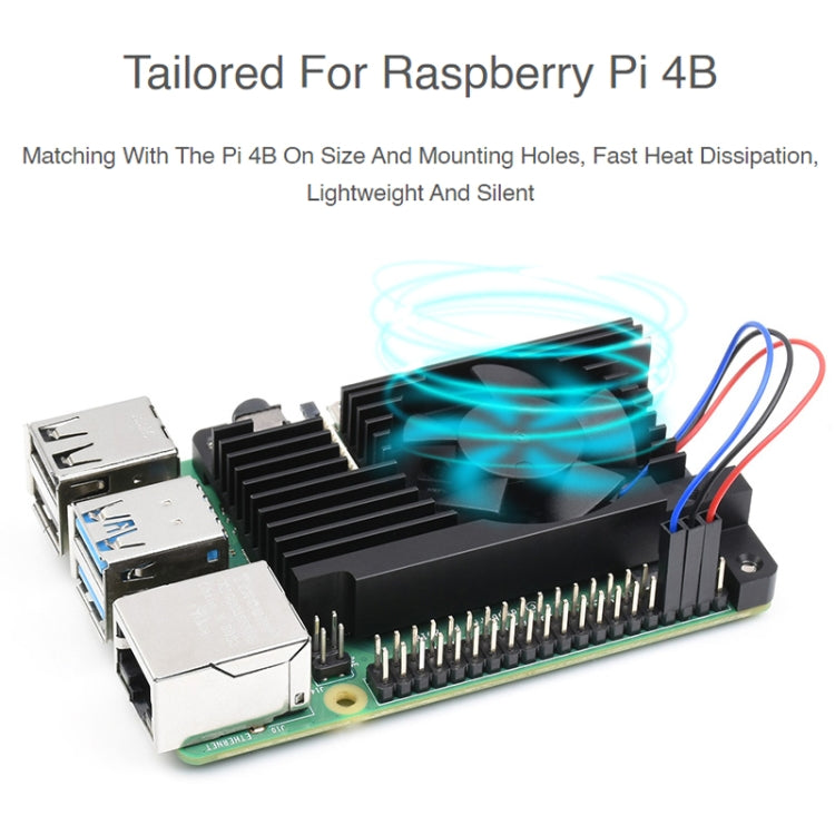 Waveshare Dedicated All-In-One Aluminum Alloy Cooling Fan, For Raspberry Pi 4B