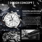 Ochstin 6042B Multifunctional Business Leather Waterproof Luminous Quartz Men Watch