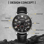 Multifunctional Quartz Men Leather Watch, Ochstin 6050B