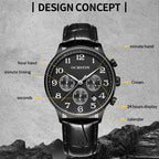 Multifunctional Quartz Men Leather Watch, Ochstin 6050E