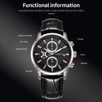 Multifunctional Quartz Waterproof Men Leather Watch, OCHSTIN 6085B