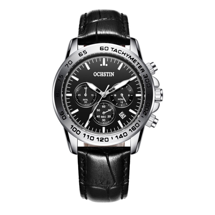 Multifunctional Quartz Waterproof Men Leather Watch, OCHSTIN 6117C