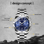 Multifunctional Quartz Waterproof Luminous Steel Strap Men Watch, OCHSTIN 6123B