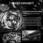 Multifunctional Quartz Waterproof Luminous Steel Strap Men Watch, OCHSTIN 6123B
