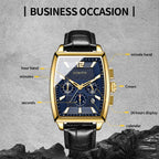 Multifunctional Quartz Waterproof Luminous Men Leather Watch, OCHSTIN 6133A