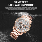 Multifunctional Quartz Waterproof Steel Strap Men Watch, OCHSTIN 7241