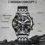 Fashion Steel Strap Multifunctional Quartz Men Watch, OCHSTIN 7252