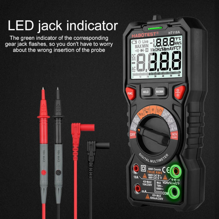 HABOTEST HT118A Handheld Double Backlight High-precision Automatic Digital Multimeter, HT118A