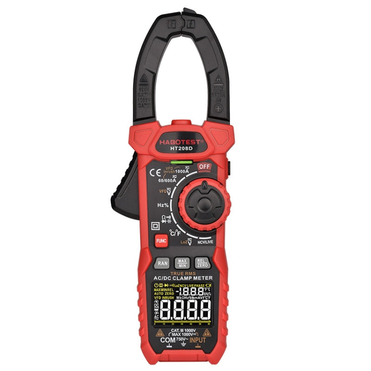 HABOTEST HT208D 1000A Digital Clamp Multi-Function Burn-proof Universal Meter, HT208D