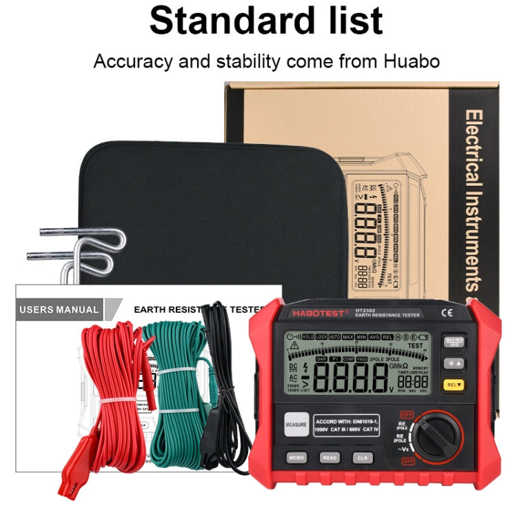 HABOTEST HT2302 Multifunctional Digital Display Grounding Resistance Tester, HT2302
