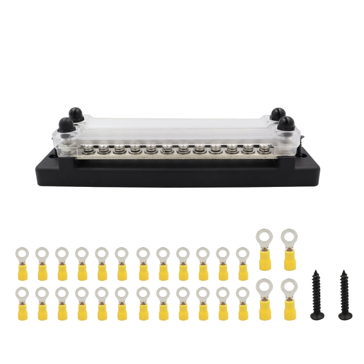 CP-3025 150A 12-48V RV Yacht Double-row 12-way Busbar with 28pcs Terminals, CP-3025