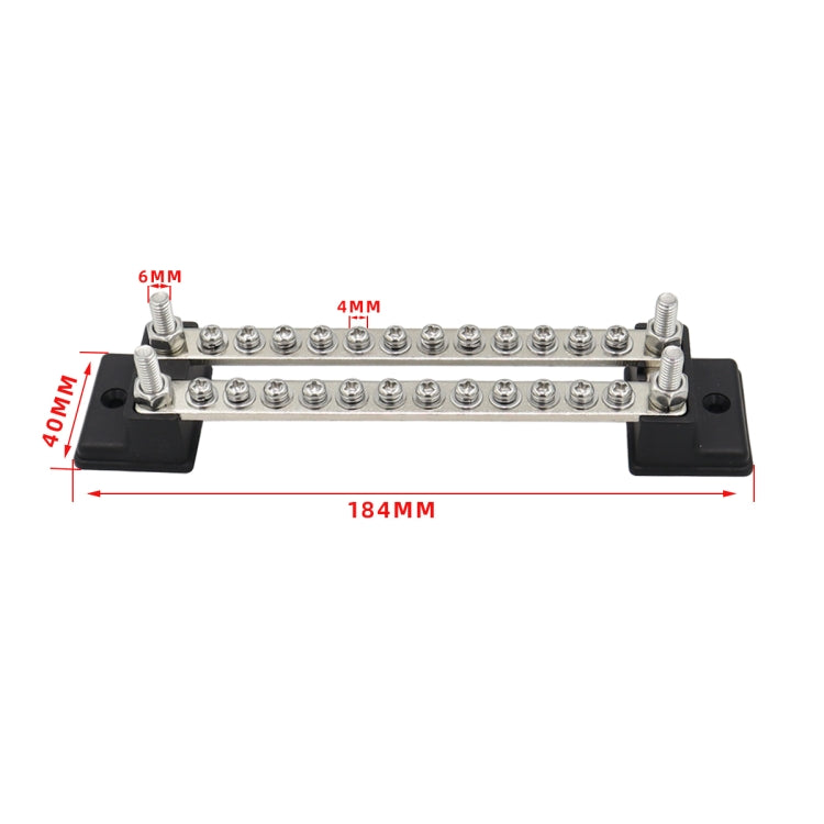 CP-3053 150A 12-48V RV Yacht Double-row 12-way Busbar with 28pcs Terminals, CP-3053